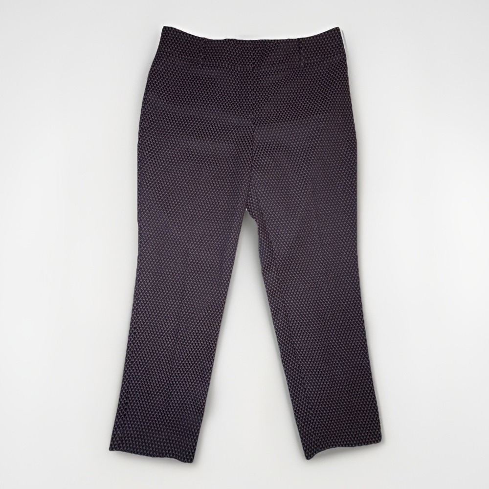 Ann Taylor Factory Curvy Ankle Pants Women's Size 10 Navy & Pink Pattern
